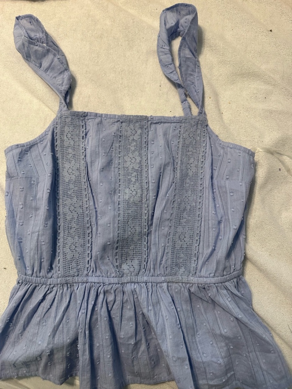 Planet Gold Light Blue Cotton Cami with Lace Detail